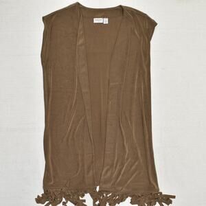 Chico's Women Open Front Caridgan Short Sleeve Acetate Brown Size 3 Travelers